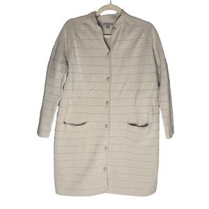 COS Beige Long Button Down Heavy Cardigan Sweater Jacket Pockets Size Small